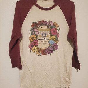Obey Baseball Shirt - Floral Beer Can - Medium - Rare